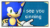 stamp with Sonic saying I see you sinning